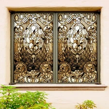 3D Retro Pattern O6343 Window Film Print Sticker Cling Stained Glass UV Block Am