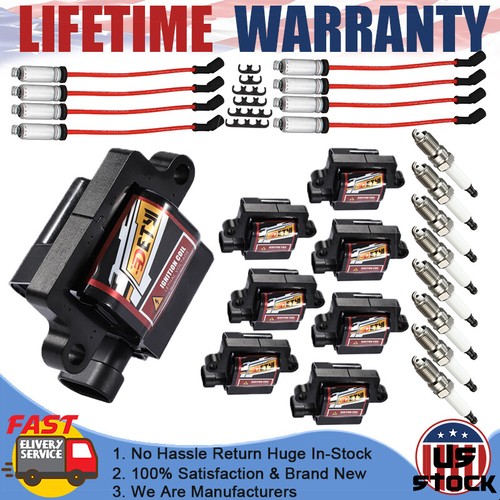 8PC Ignition Coils & Spark Plugs & Wires For Chevy Silverado Cadillac 4.8/5.3/6L - 第 1/17 張圖片