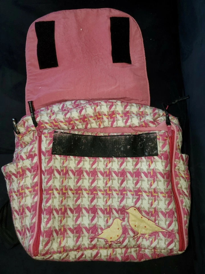 PETUNIA PEPINILLO FONDO Bebé CHIC Bolsa de Pañales/Mochila Rosa Tweed Amarillo Pájaros Foto 4 de 4