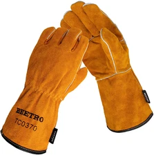 Welding Gloves 1 Pair, Cow Leather Forge/Mig/Stick Welder Heat/Fire Resistant, M