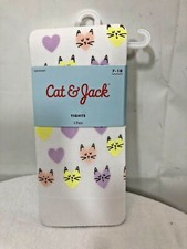 Cat  Jack Girl's White Multicolored Sizes Vary Cats  Hearts Print Nylon Tights