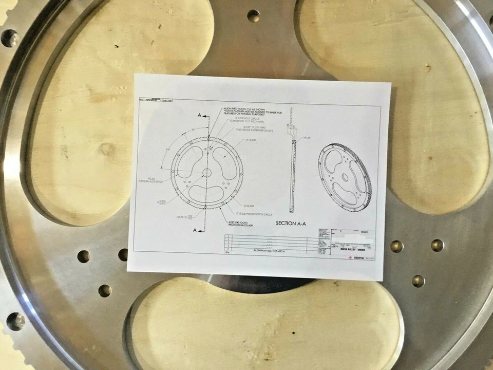 POLEA DE TRANSMISIÓN - INTERIOR # 0234742 Aluminio 6061 se adapta a cinta transportadora de paso AT20 #A  Foto 3 de 4