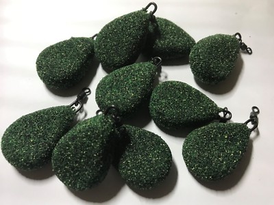Green FLAT PEAR LEAD WEIGHTS SINKERS textured smooth Sea