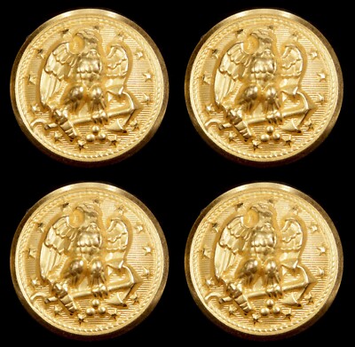 Vintage Lot 4 Gold Tone US Navy Eagle w/ Anchor Buttons Viking Hilborn Hamburger