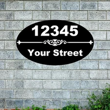 Personalized Home Address Sign Aluminum 12"x7" OVAL House Number Street