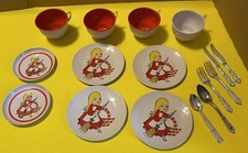 Vintage Tin Litho Tea Set Cinderella RARE Made in Hong Kong 15 pcs