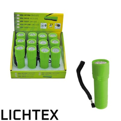 JBM Taschenlampe mit 9 LEDs grün kompakt und leichtTrageschlaufe Batteriebetrieb