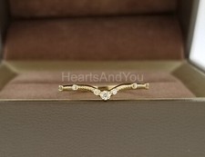 0.1ct Round Cut Moissanite Curved Stacking Wedding Band 14k Yellow Gold Plated