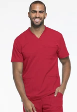 Red Dickies Scrubs Dynamix Mens V Neck Top DK640 RED