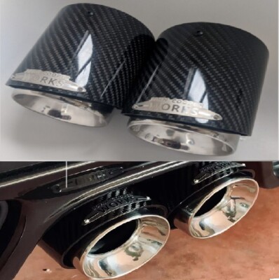 R57 MINI Cooper S JCW John Cooper Works gerollte Auspuffblenden Kohlefaser chrom