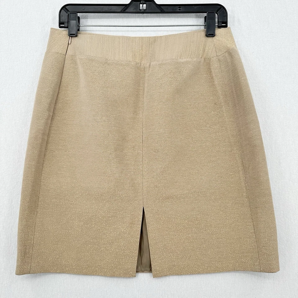 Falda Blumarine Mujer Italia 46 EE. UU. 10 Mini Dorado Brillo Cremallera Corta Vacaciones *Marca Foto 3 de 4