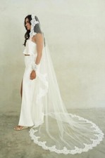 bridal Veil Lace edge veil Mantilla Cathedral Veil