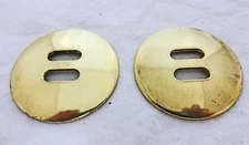 Pair Solid Brass Slotted Conchos Smooth Shiny Domed Saddle Horse Tack Rosettes