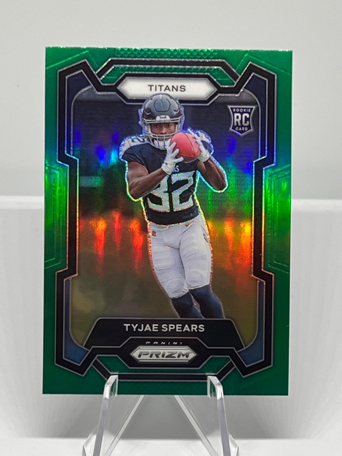 2023 Panini Prizm - Rookies Green Prizm #396 Tyjae Spears (RC)