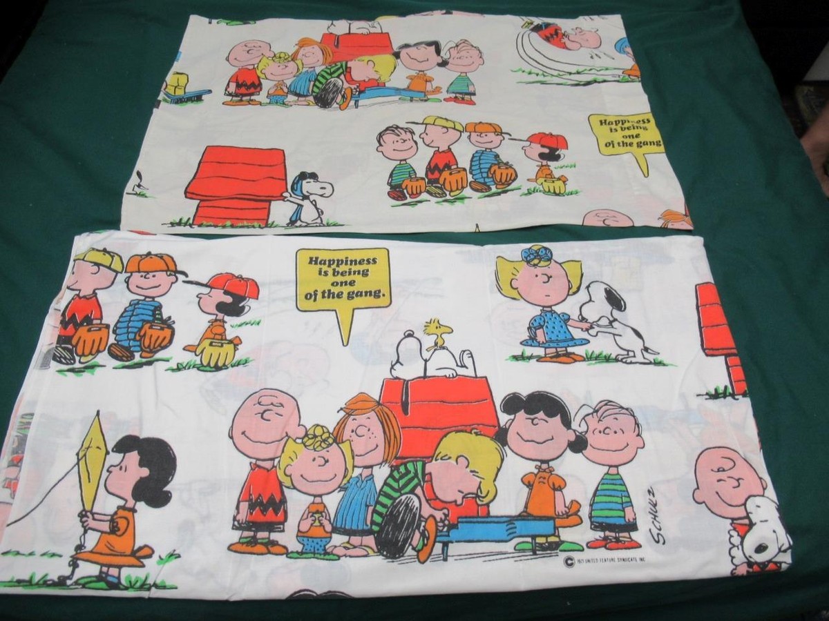 Vintage 1971 Peanuts Charlie Brown Snoopy 1 Twin Sz Flat