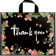 Thank You Bags, 50 Pack Extra Thick 12"x15" Reusable Shopping Bags for Boutiq...