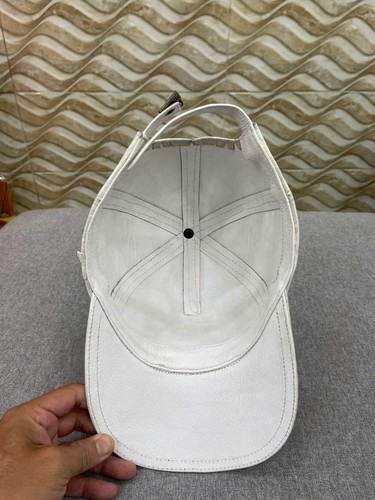 WHITE 100% Real Genuine EXOTIC Leather Skin Men Adjustable Hat Cap-Handmade - Picture 3 of 5