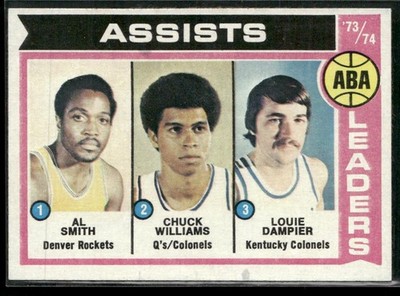 1974-75 Topps #212 ABA '73-74 ABA Assist Leaders (Al Smith / Williams /Dampier)