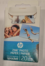 HP Sprocket Zink Photo Paper 2x3" for HP Sprocket Photo Printers, 20 Sheets