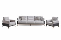 Wohnzimmer-Set 3-Sitzer-Sofa Sessel Moderner Stil Holzbeine Weiß Farbe
