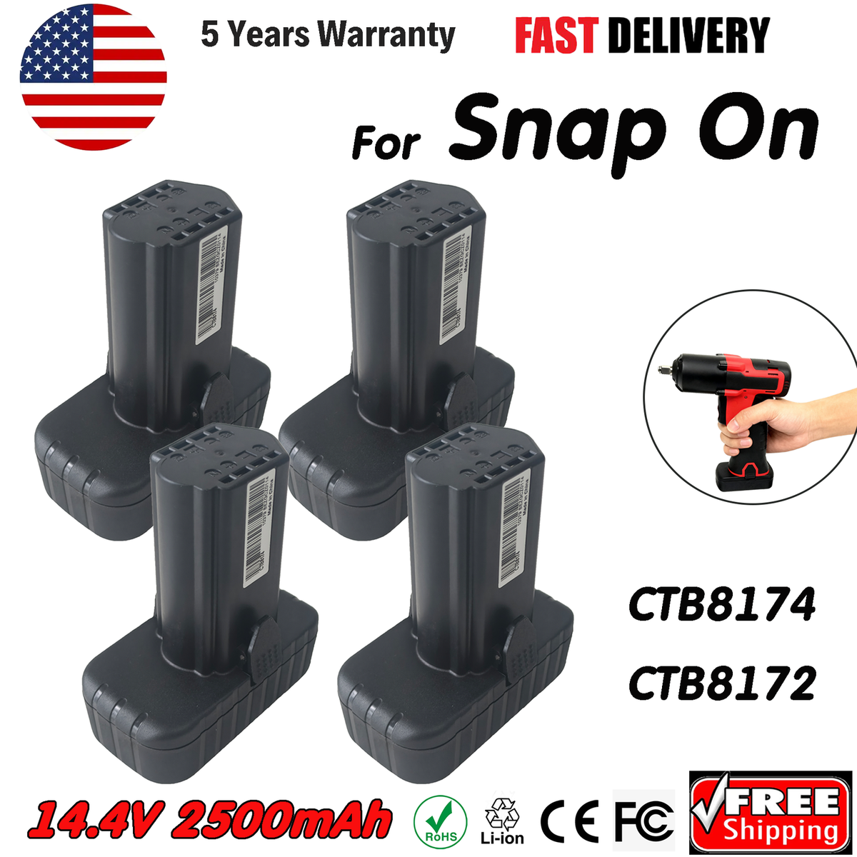 Battery For Snap on 14.4V CTB8174 CTB8172 CTC722 CTC123 CTC772A Li
