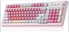 Aula S99 Key Keyboard, Wireless Gaming Keyboard Bluetooth White and Pink