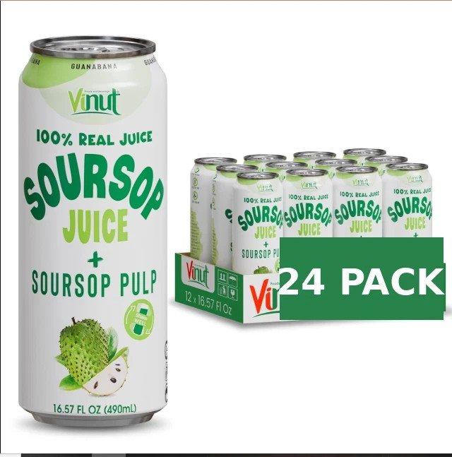 VINUT 100% Jugo de Guanábana con Pulpa, 16.9 fl oz Paquete de 24