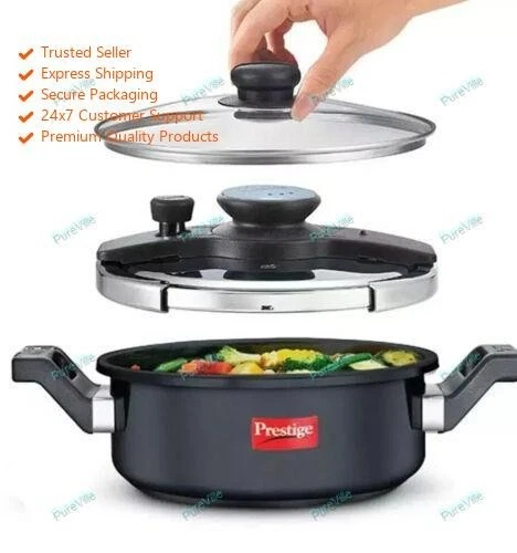 Prestige Svachh Hard Anodised Pressure Cooker With Deep lid For Spillage Control