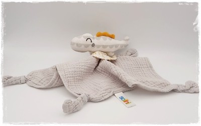 * . Solini / baby walz - Schmusetuch Krokodil Dino Dinosaurier - grau - RAR . *