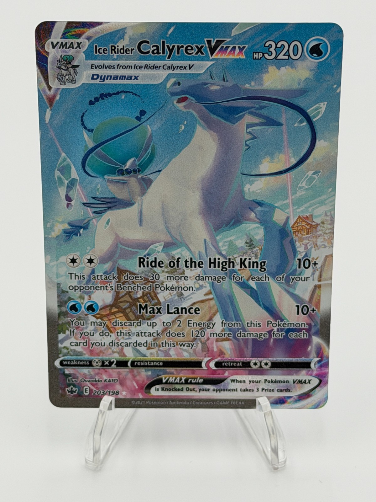 Pokemon TCG Chilling Reign Ice Rider Calyrex VMAX 203/198 Full Art Alt Art NM