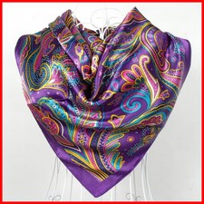 Women Satin Square Scarf 90x90cm Spring Autumn Silk Feel Shawl Print Women Scarf