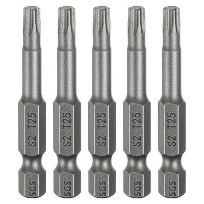 5x T25 Torx Bit 1/4'' 50mm magnet. S2 für Torx Schrauben