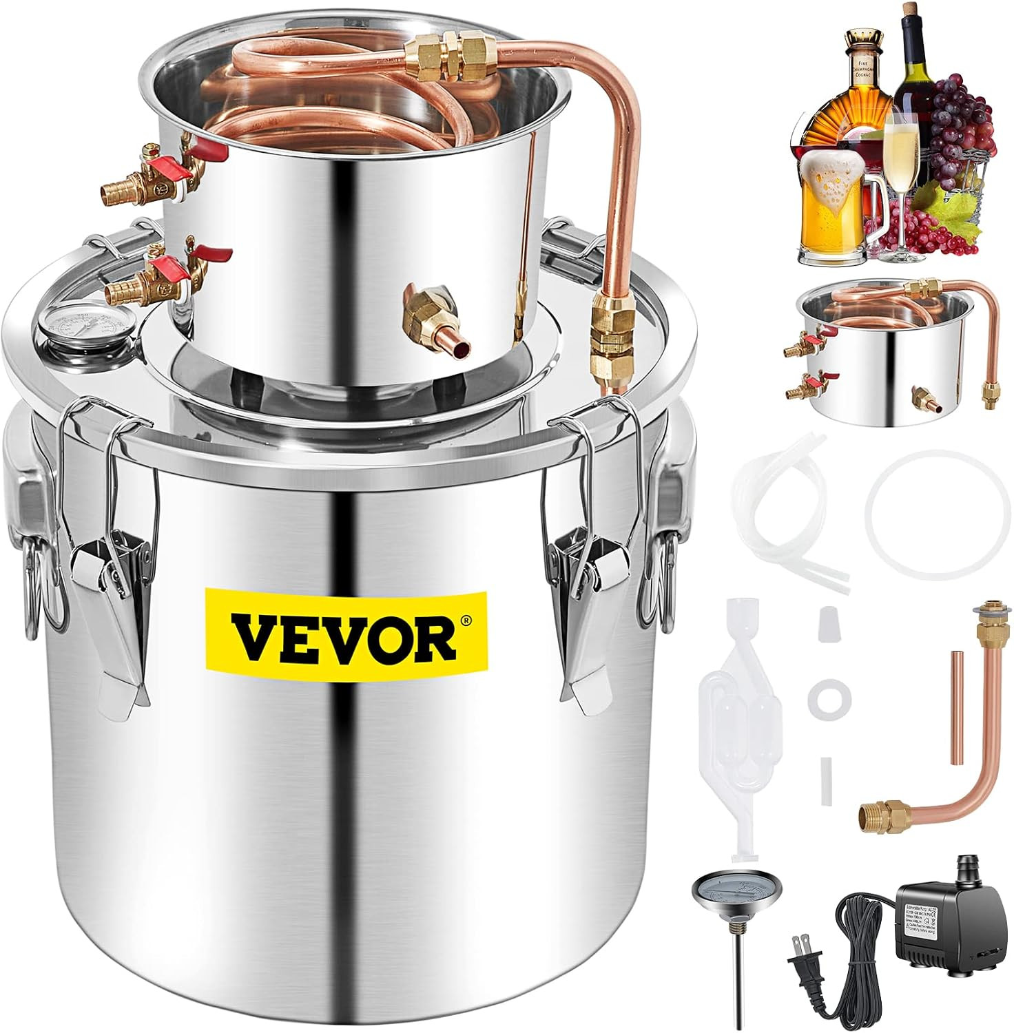 Alcohol Still 13.2Gal/50L Alcohol Distiller Stainless Steel Distillery Kit for A