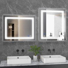 LED Bathroom Vanity Mirror with Anti-Fog, Memory Function, Tempered Glass