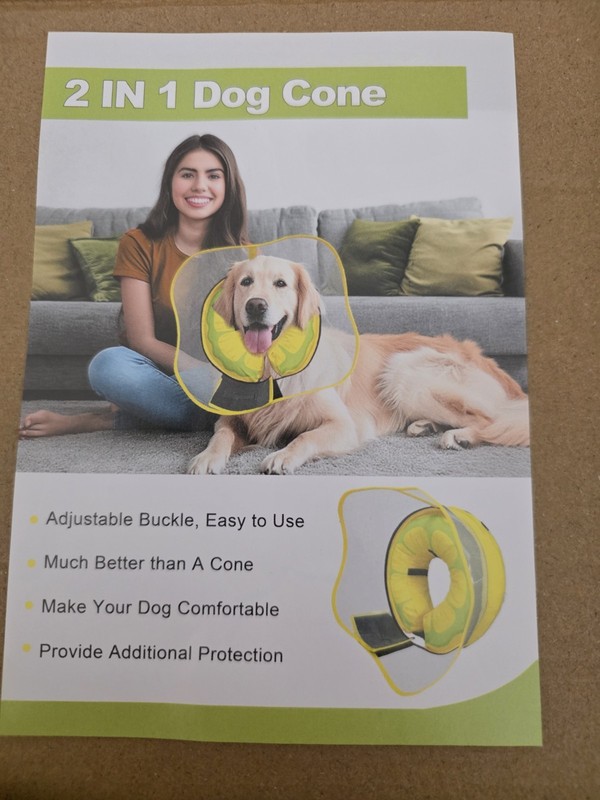 Inflatable Dog Cone Collar Size M anti-licking shield NIB Adjustable