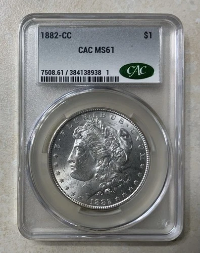 1882-CC Morgan Silver Dollar CAC MS61 – Carson City Mint