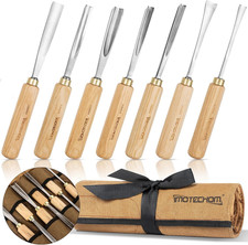 7-Pieces Woodworking Wood Carving Tools Chisel Set with Canvas Bag, Gouges and C