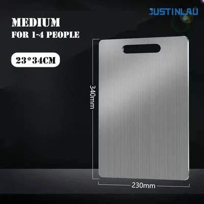JUSTINLAU Stainless Steel Cutting Board 23x34 cm 304 Grade Non Slip Chopping