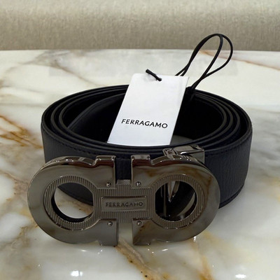 Salvatore Ferragamo Gancini Reversible Leather Belt   Black /navy   Size 115