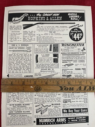 Vintage 1961 Print Ad Numrich Arms Hopkins & Allen Muzzleloading Rifle Ad - Picture 3 of 3