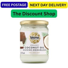 Biona Organic Coconut Oil 470ml - Cuisine Mild & Odourless - Dairy Free, Natural