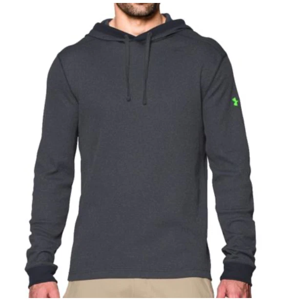 Under Armour Amplify Thermal Pullover Hoodie Mens L Gray Waffle Knit