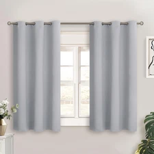 Light Grey Short Blackout Curtains for Small Windows, 38 X 45 Inch Thermal Insul