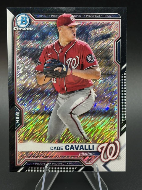 2021 Bowman Chrome Prospect Black Shimmer Refractor 1/1 Cade Cavalli #BCP-250 RC