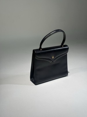 Givenchy Women's Black Logo Top Handle Bag Gold Hardware Snap Closure