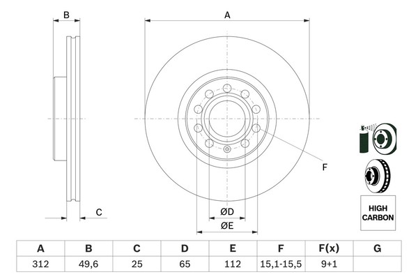 1X Bosch 0 986 479 058 Bremsscheibe FüR VW Audi Skoda Seat Cupra-image