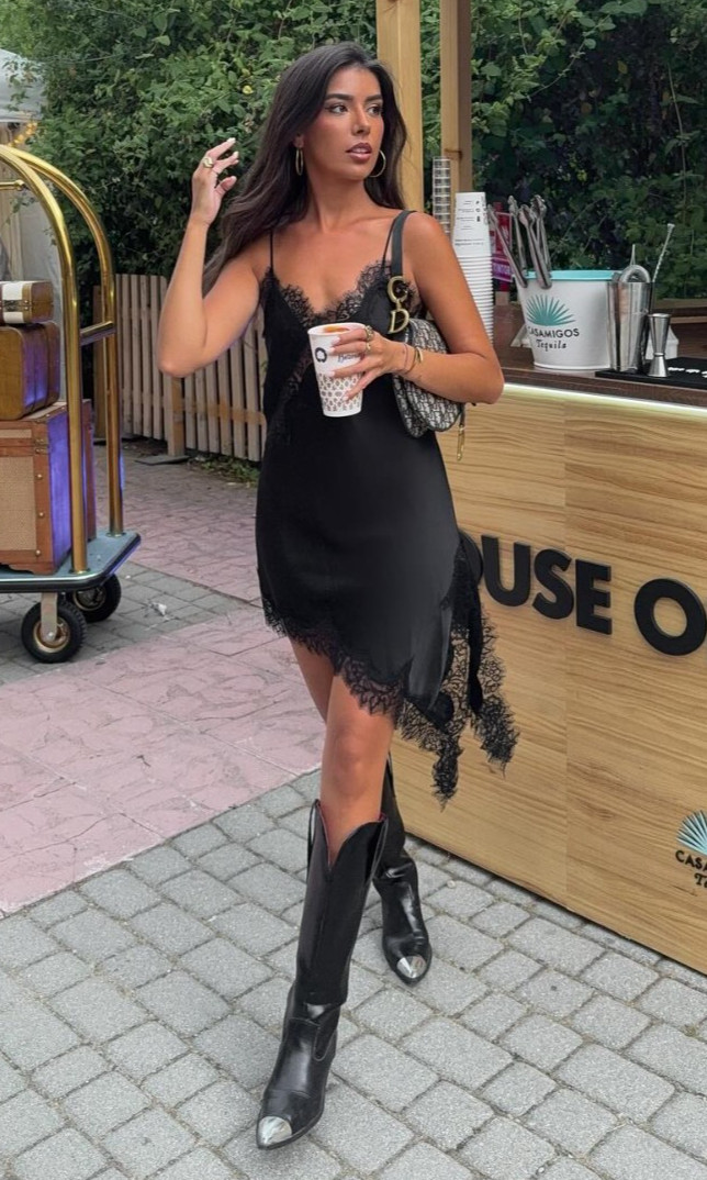 Zara Asymmetric Lace Camisole Dress ZW Collection Black XS