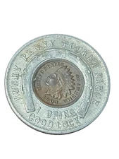 Encased 1903 Indian Head Penny Cent “The Brown Outfitters” Antique Trade Token