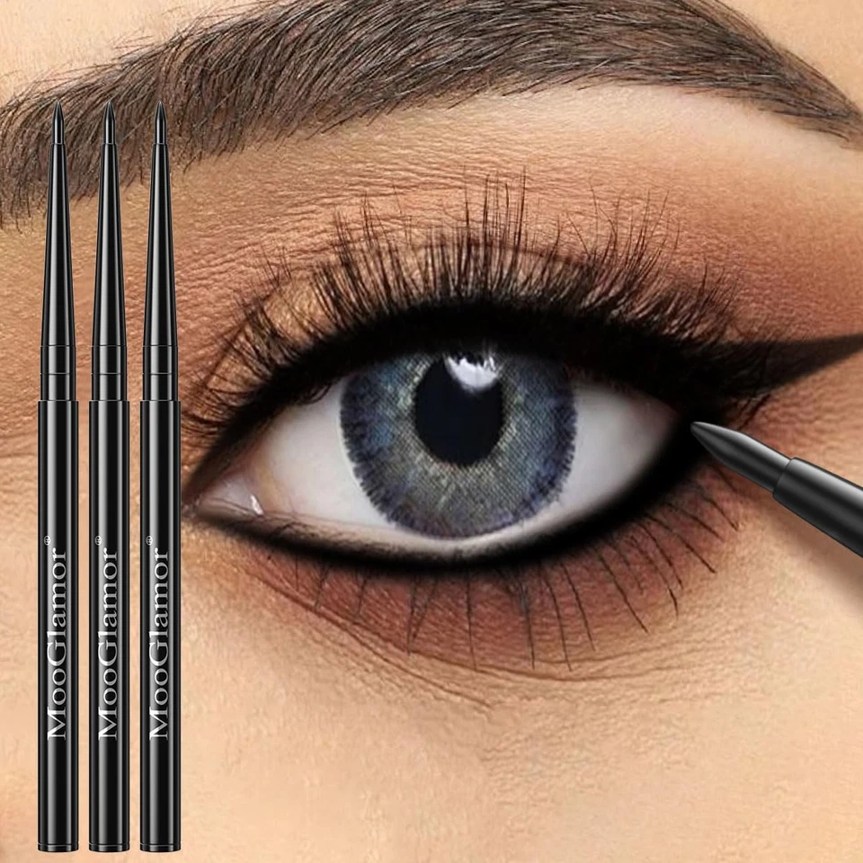 12 Pcs Black Eyeliner Pencil Gel Eyeliner Pen with Retractable and Waterproof Ey - Image 2 of 4