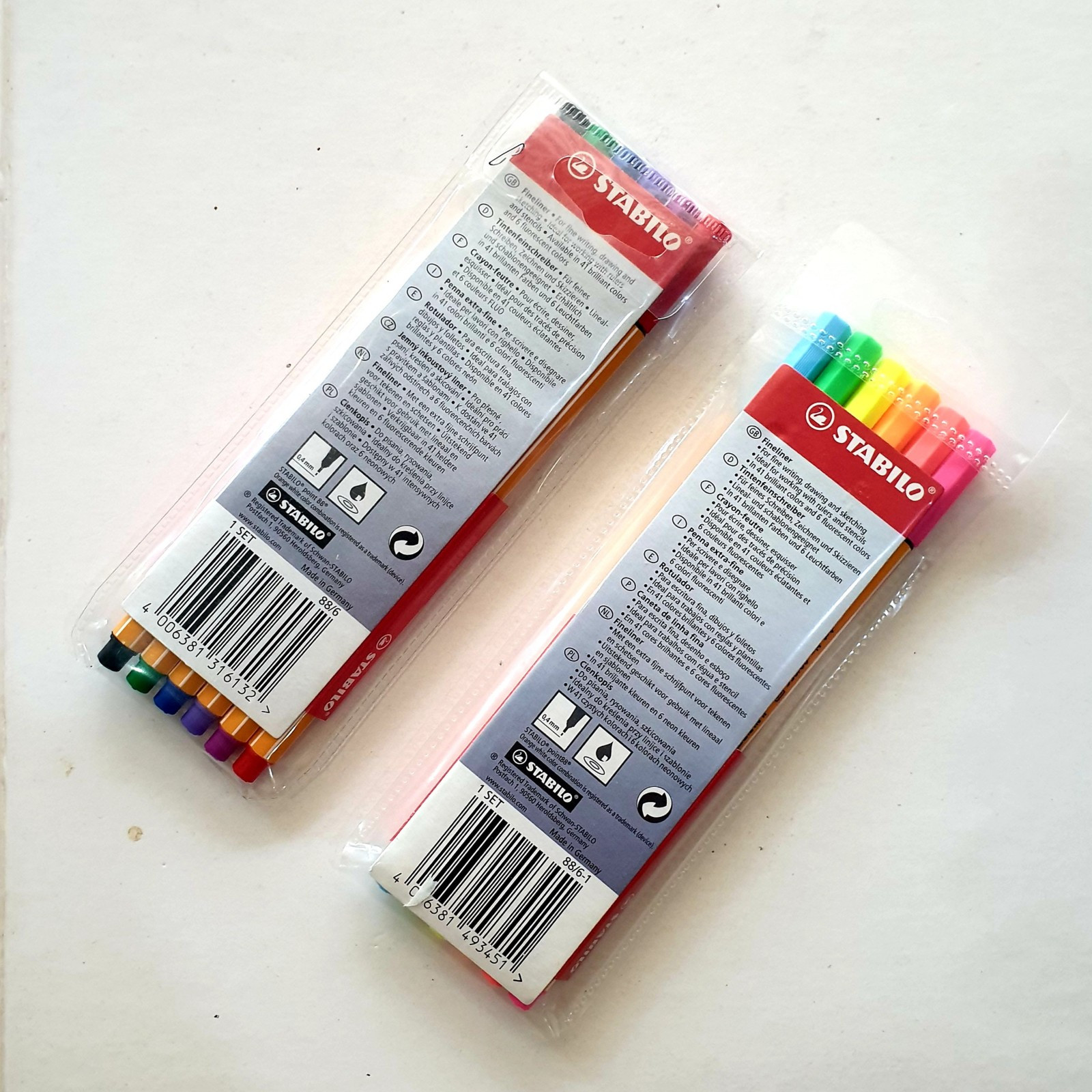 Stabilo Point 88 Fineliner Set of 6 Solid and Neon Color 0.4mm Fine Writing Pen